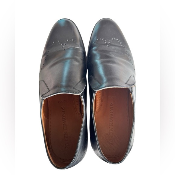 Allen Edmonds Lucca Black Leather Slip-On Loafers 11 D Luxury Dress Shoes